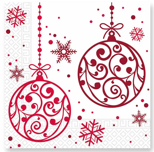 Red Christmas Ornament 3-Ply Luncheon Napkins, 20 Count