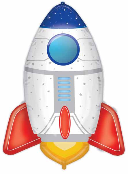 Space Rocket foil balloons for a space-themed birthday party