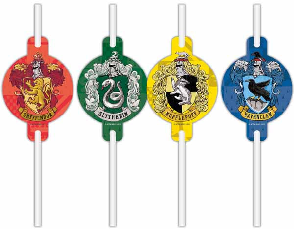Harry Potter Hogwarts Paper Drinking Straws, 4 Count