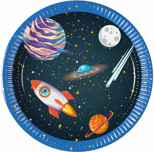 Rocket Space 7.6-Inch Paper Plates, 8-Pack