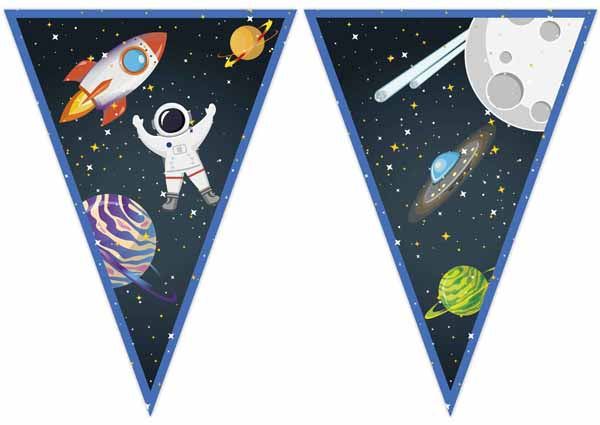 Rocket Space Paper Triangle Flag Banner