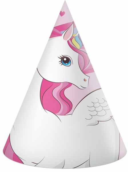Unicorn Rainbow Paper Party Hats, 6 Pack