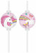 MEDALLION PAPER 4/PK STRAW UNICORN RAINB