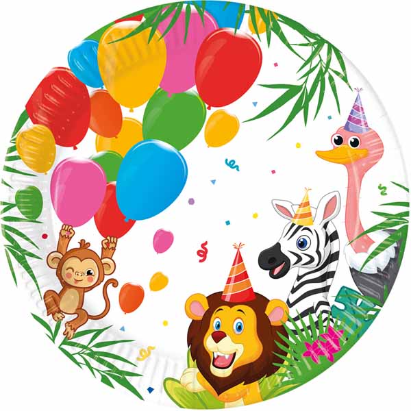 Jungle Balloons 9-Inch Paper Plates, 8 Pack