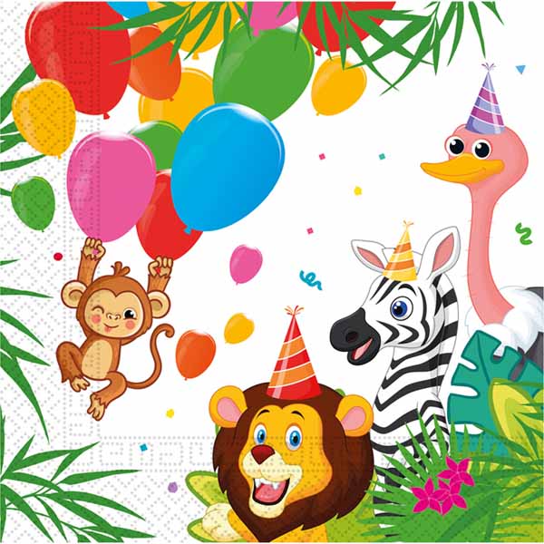 Jungle Balloon 2-Ply Luncheon Napkins, 20 Count