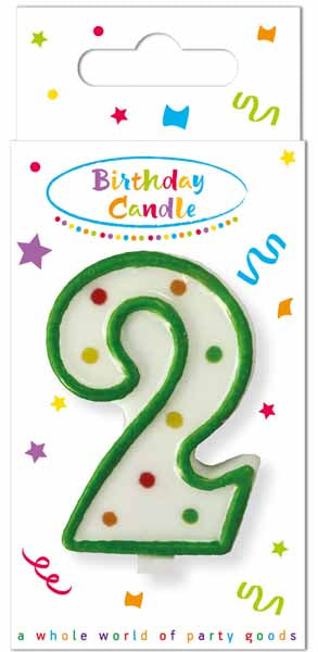 Polka Dot Number 2 Birthday Candle