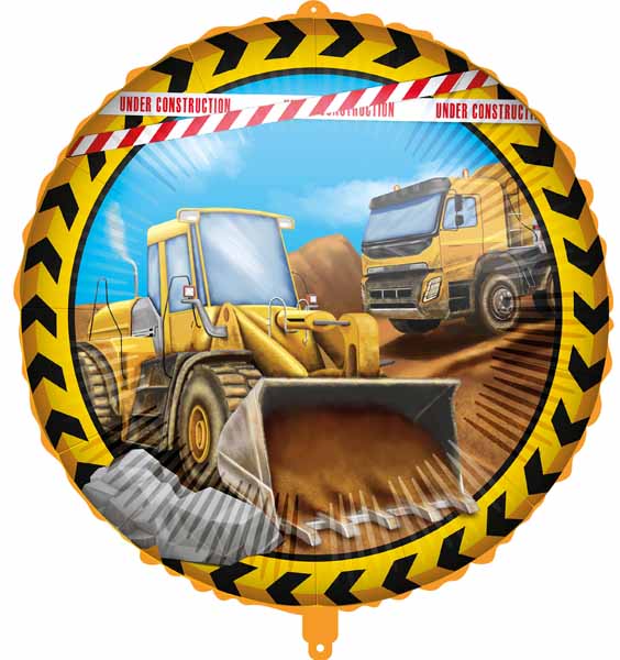 Construction 18-Inch Round Foil Balloon