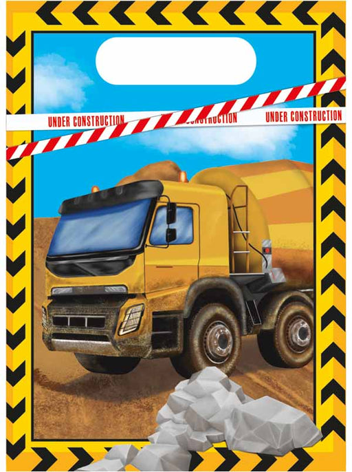 Construction Plastic Party Favor Bags, 6 Pack
