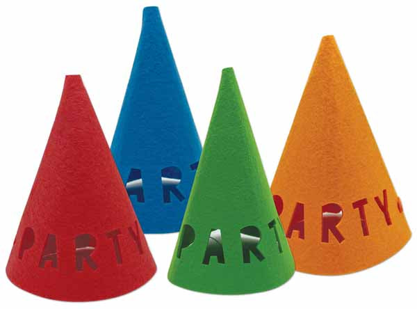Felt Party Hats in Assorted Colours