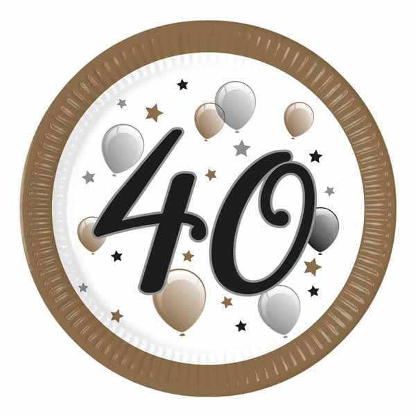 PAPER PLATE 9" 8/PK MILESTONE HBDAY "40"