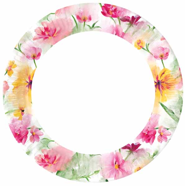 Spring Flowers 9-Inch Paper Plates, 8 Count