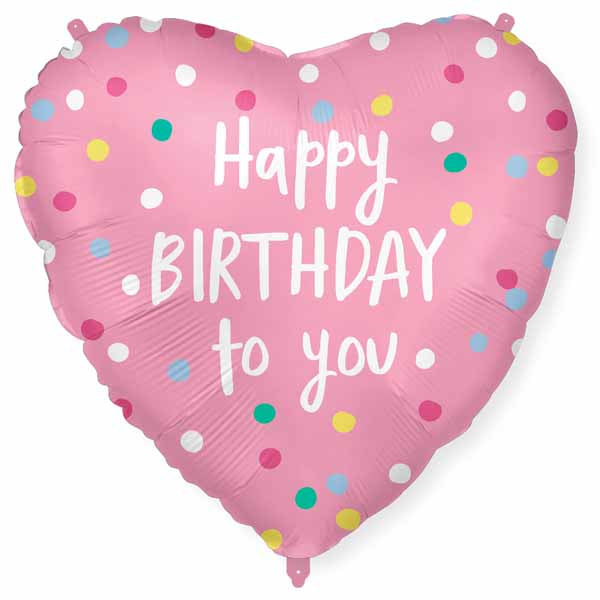 18" Happy Birthday Pink Heart Foil Balloon
