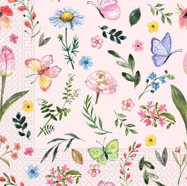 Butterfly 3-Ply Beverage Napkins, 20 Count
