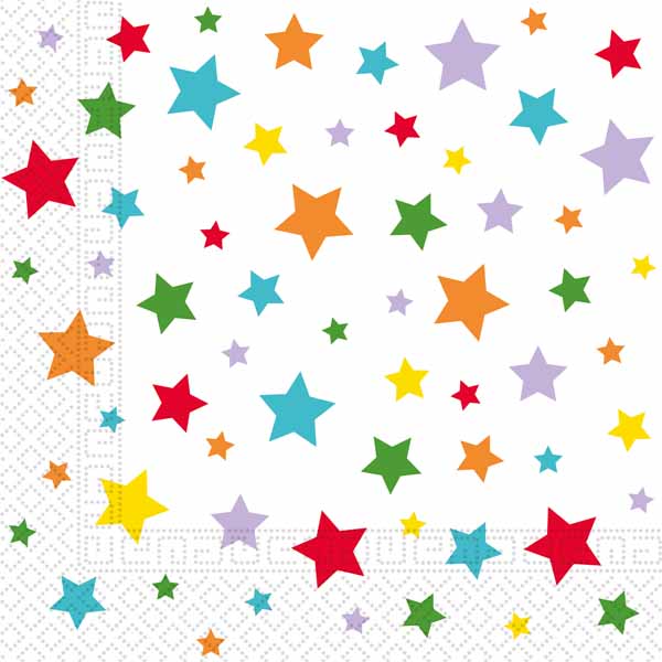 Multicolor Stars 2-Ply Luncheon Napkins, 20 Count