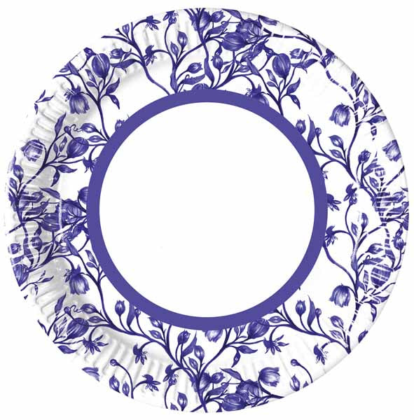 PAPER PLATES 7.6" 8/PK BLUE PORCELAIN