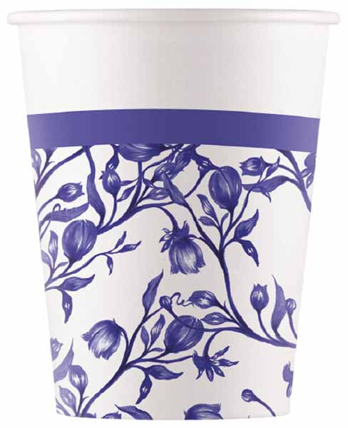 PAPER CUPS 7 OZ 8/PK BLUE PORCELAIN