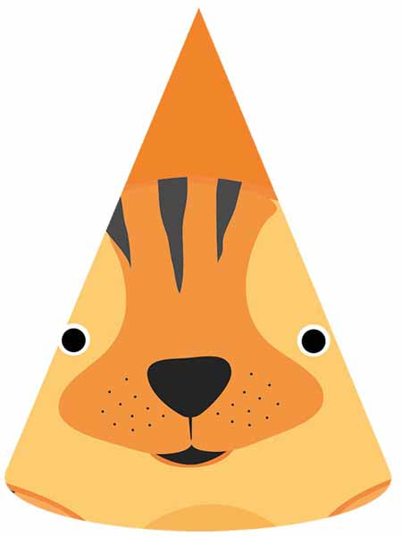 Zoo Assorted Design Paper Party Hats, 6 Pack