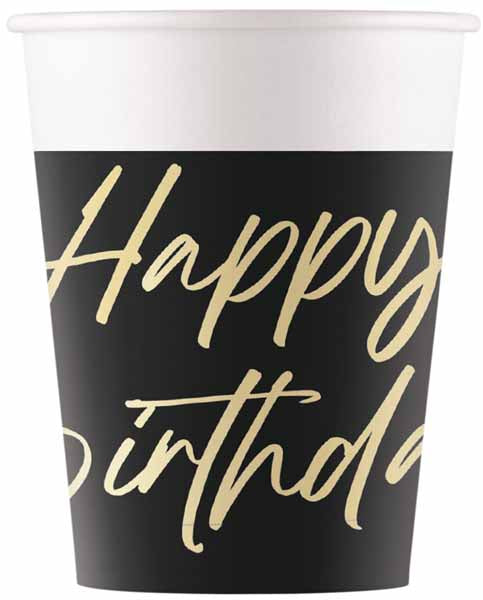 PAPER CUPS 7OZ 8/PK ELEGANT HBDAY