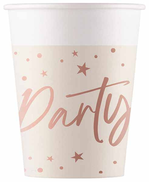 PAPER CUPS 7 OZ 8/PK ROSE GOLD PARTY