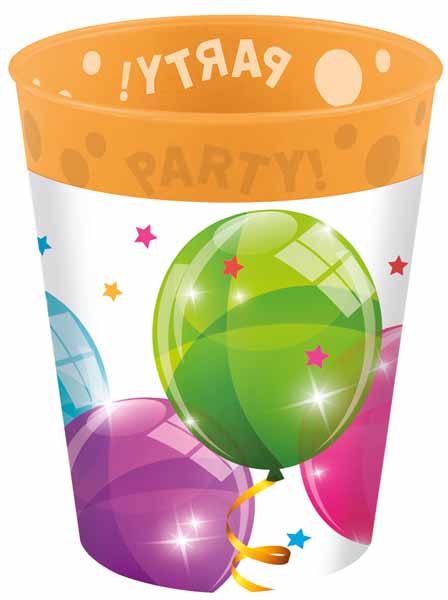 PARTY REUSE CUP 9OZ 4/PK SPARK BALLOONS
