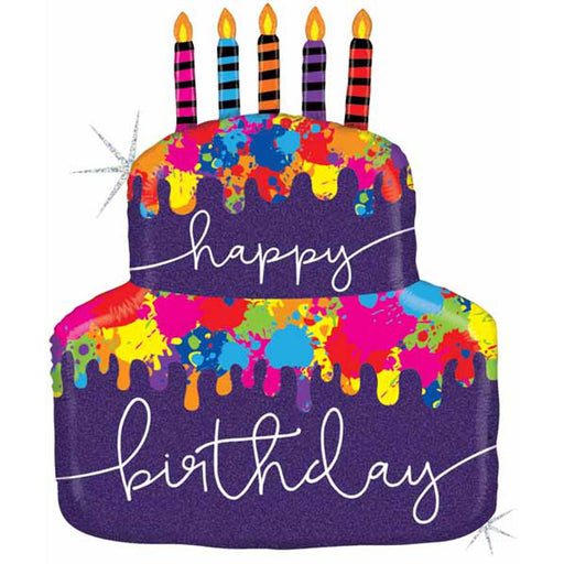"Paint Splatter Birthday Cake - 30" Shape C Package"
