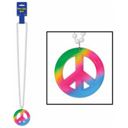 Peace Sign Bead Necklaces - Set Of 12.