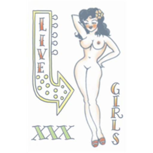 Pin Up Girl Temporary Tattoo.