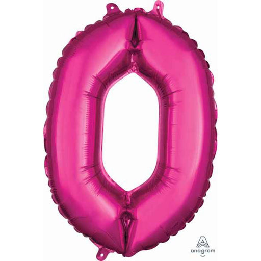 Pink Number #0 Balloon - 16" Shape Pkg L16