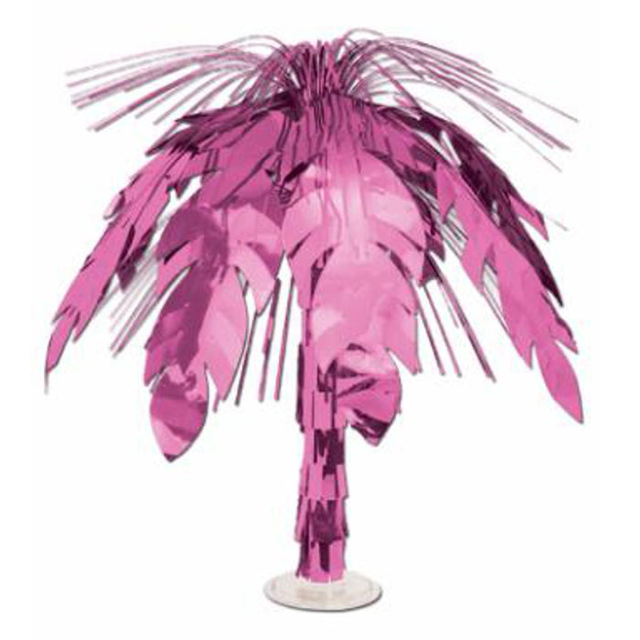 "Pink Palm Tree Cascade Centerpiece - Tropical Party Decoration"