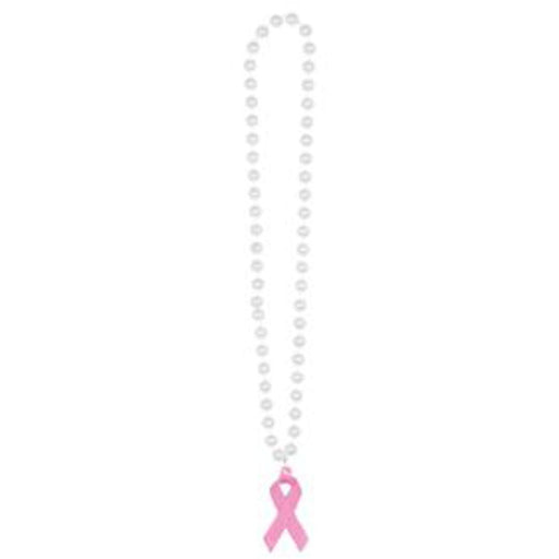 "Pink Ribbon Beaded Necklace - 40 Inches"