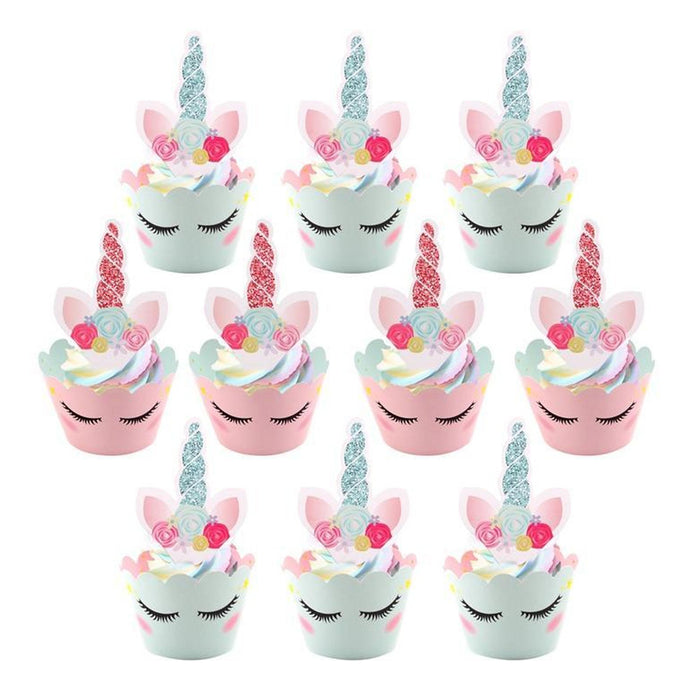 Pink and Blue Unicorn Party Cupcake Decorating Set 24ct
