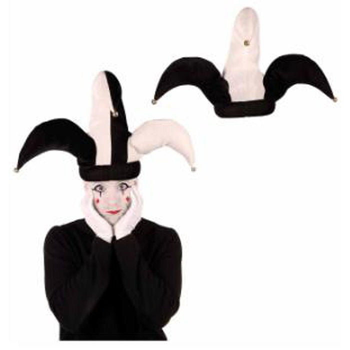 Plush Jester Hat - Black And White (One Size)