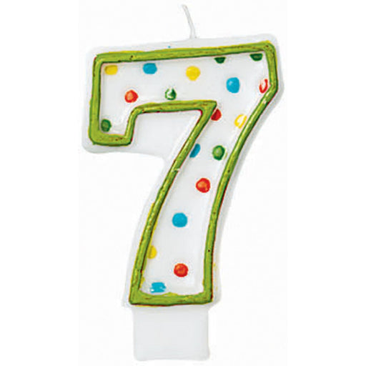 Polka Dot Numeral #7 Birthday Candles (12Cs/Pk)