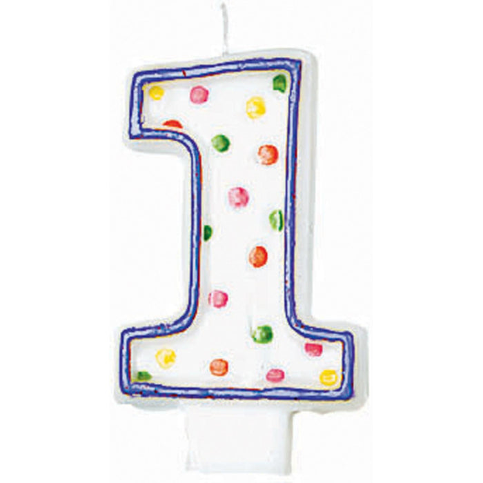 Polka Dots Candle Number 1 Pack (12Cs)