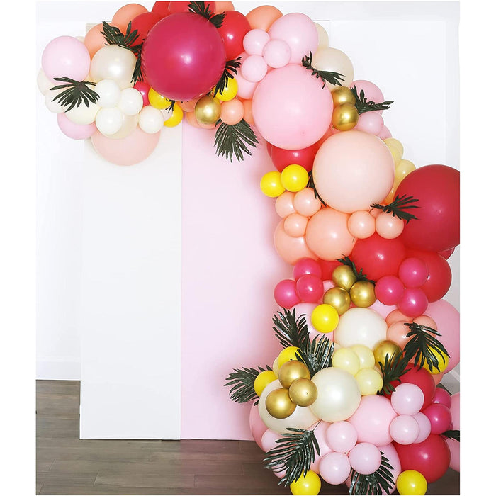 Premium 16ft Tropical Party Decorations - Luau Party Decorations - Fiesta Party Decorations - Perfect for Summer and Beach Parties - Balloon Arch, and Garland Kit with Leaves