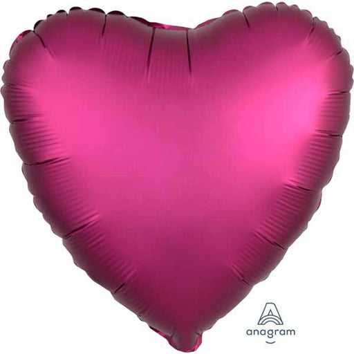 "Premium Satin Heart Balloon - Pomegranate 18""