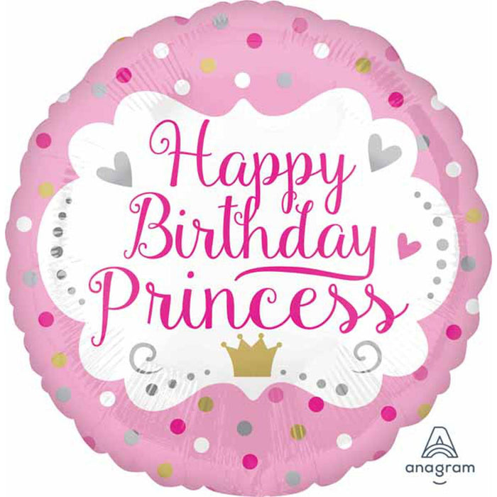  Happy Birthday Princess Balloon - 18 Inch (5/Pk)