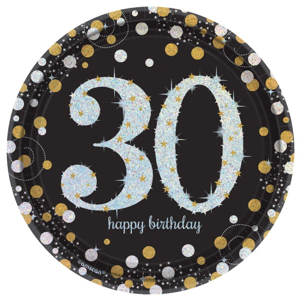 Sparkling Celebration 30th Birthday 7-Inch Plates, 8 Count