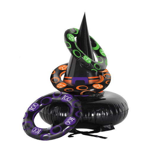 Jeu de lancer d'anneaux gonflable en forme de chapeau de sorcière pour fête d'Halloween