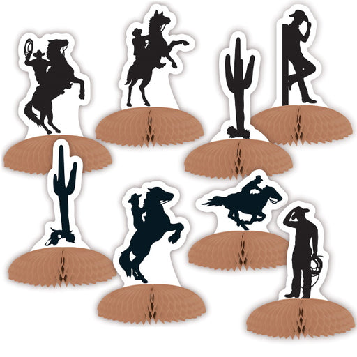Centres de table silhouette western, paquet de 8