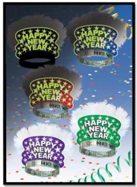 Feathered Midnight Glow New Year's Tiaras, Box of 50