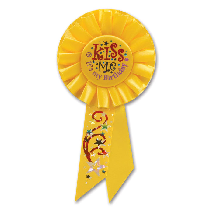 Spread Sunshine with the 'Kiss Me It's My Birthday' Rosette in Radiant Yellow (3/Pk)