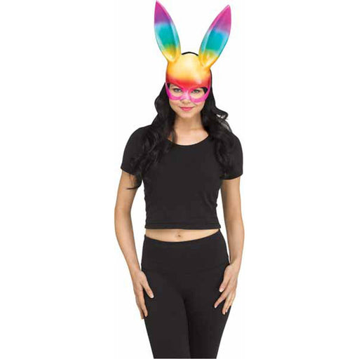 Rainbow Bunny Mask - Colorful Costume Accessory.