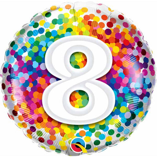 Rainbow Confetti Balloons - Pack Of 8 (18")