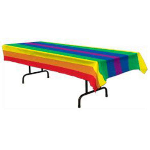 Rainbow Plastic Tablecover - 54"X108"