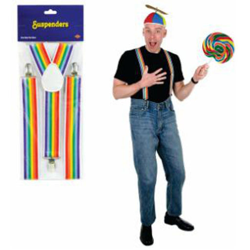 Rainbow Suspenders - Adjustable & One Size Fits Most.