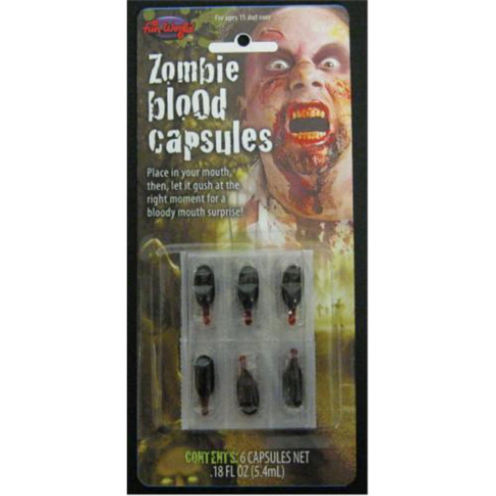 "Realistic Liquid Blood Capsules For Zombie Costume - Pack Of 6"