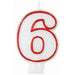 Red/White Candle Number 6 (12Cs)
