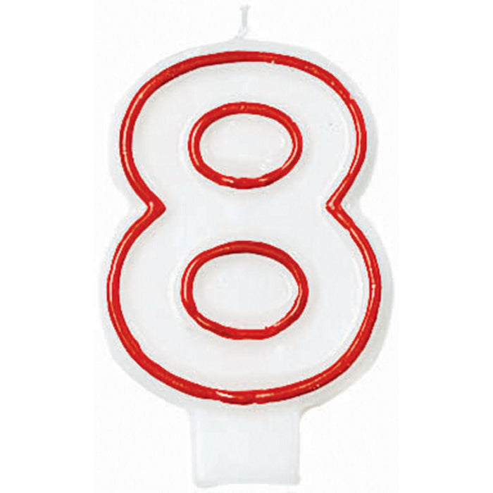Red/White Candle Number 8 (12Cs)