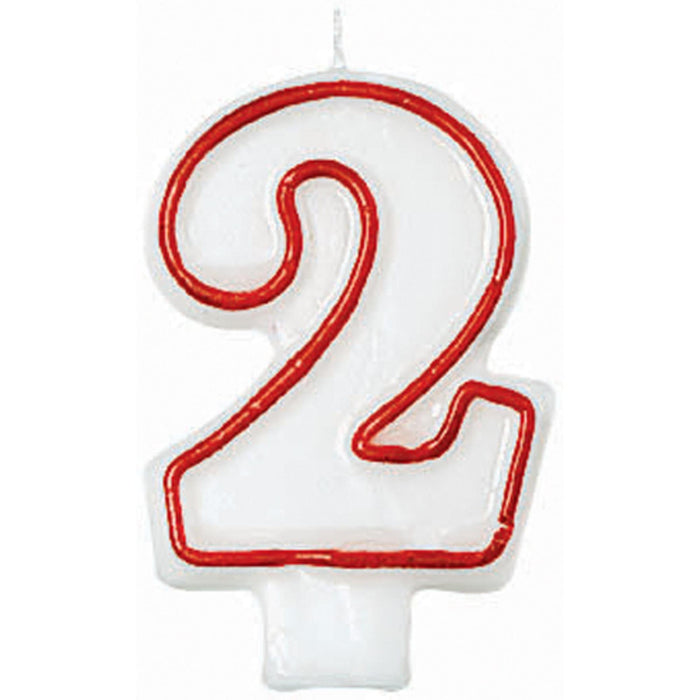 "Red/White Number 2 Candle Pack (12Pcs)"